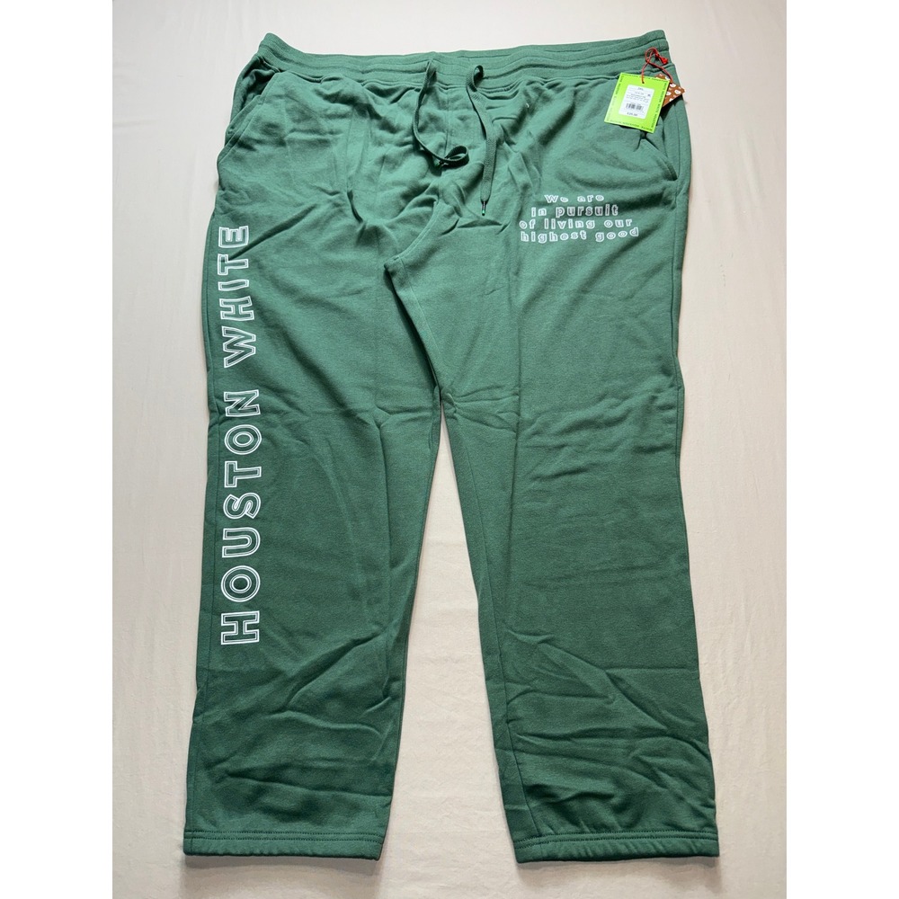 Houston‎ White Mens 3XL Green Graphic Sweatpants HWMS23-309B NWT